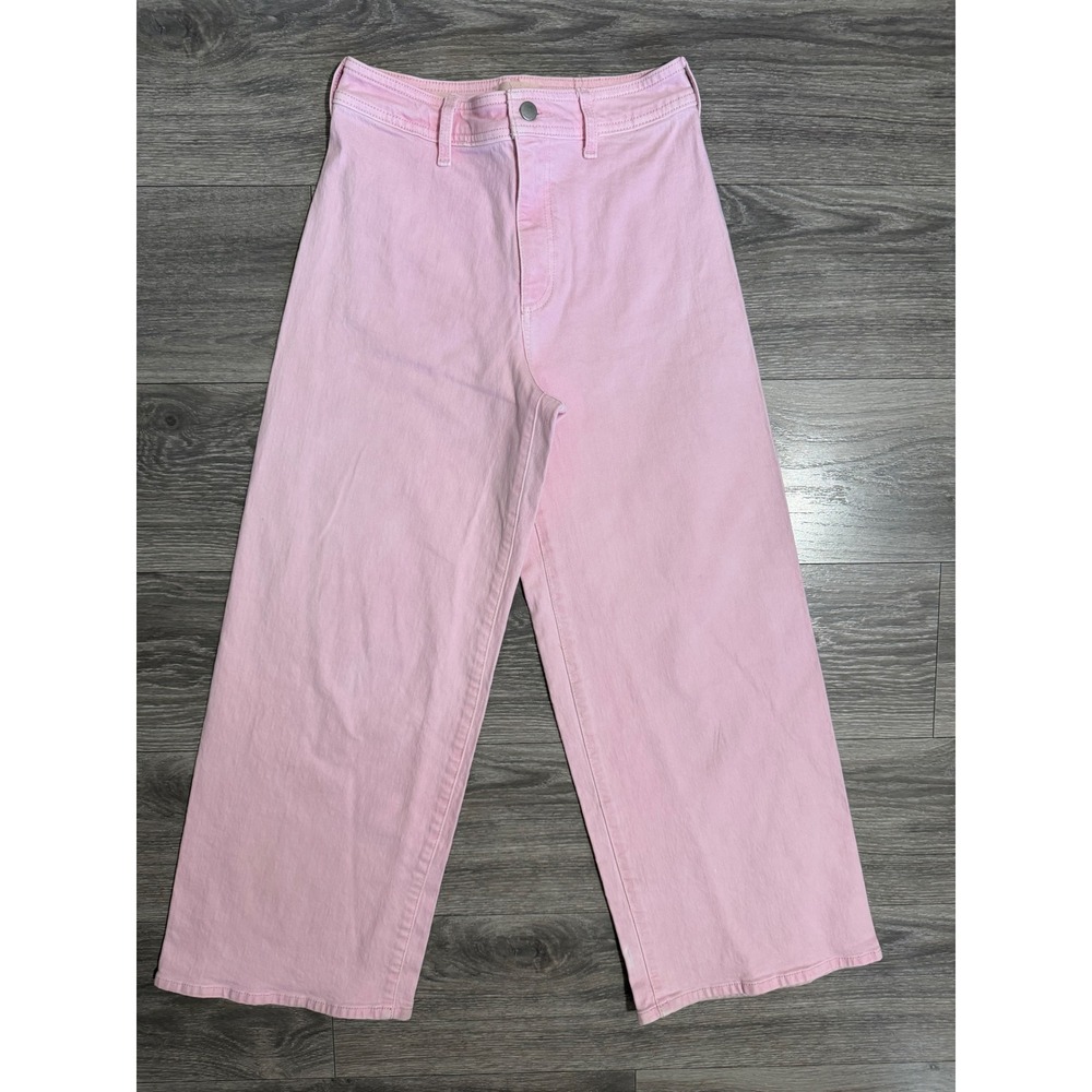 Universal Thread Girls Jeans Size 4 Pink Wide Leg Ankle High Rise Relaxed Fit
